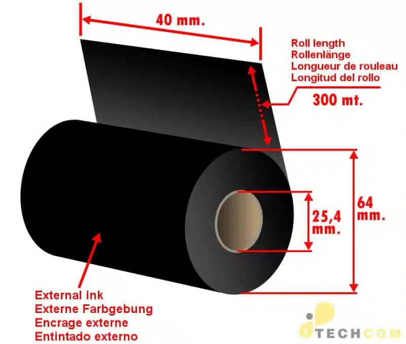 Mực in mã vạch Resin 40mm x 300m chất lượng cao sử dụng cho các loại máy in tem chuyên dụng trên thị trường hiện nay