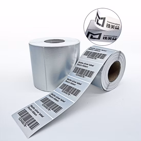 Giấy decal xi bạc in mã vạch với bề mặt sáng bóng và độ bền cao cho các ứng dụng công nghiệp