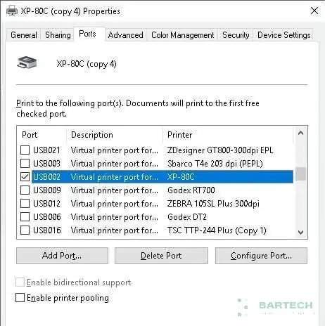 Sau khi lựa chọn xong cổng thì kết thúc cài đặt