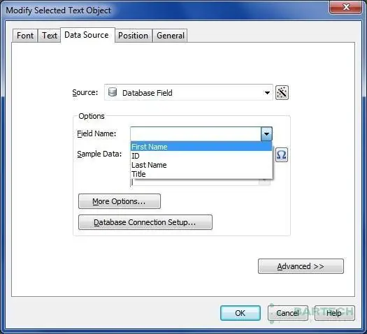 Chọn tên trường dữ liệu từ Excel tương ứng với đối tượng trên tem nhãn Bartender.